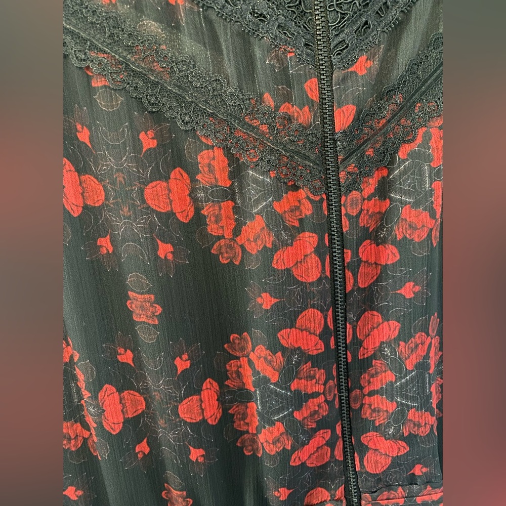 alice + olivia Red & Black Patterned Maxi Dress Gown SZ 8 - Picture 8 of 9